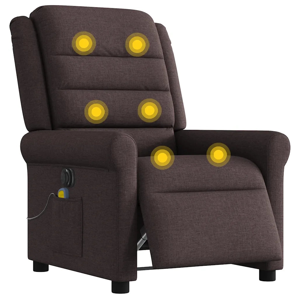 Divano Sedia-Poltrona Massaggio Reclinabile Elettrica Marrone Scuro Tessuto 902825