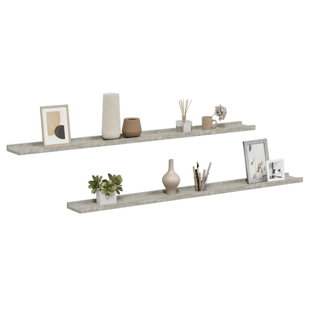 Mensole da Parete 2 pz Grigio Cemento 115x9x3 cm 326703