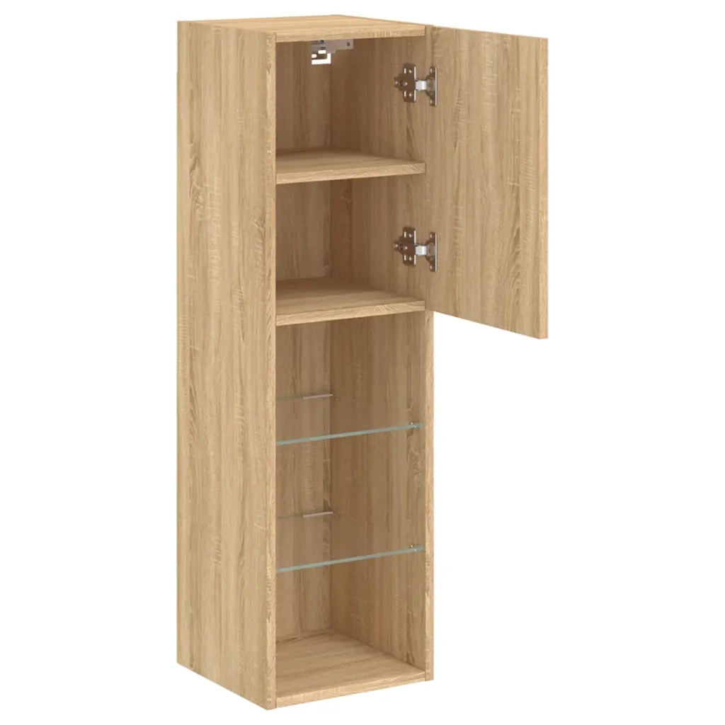 Mobile TV con Luci LED-Credenza per TV Rovere Sonoma 30,5x30x102 cm