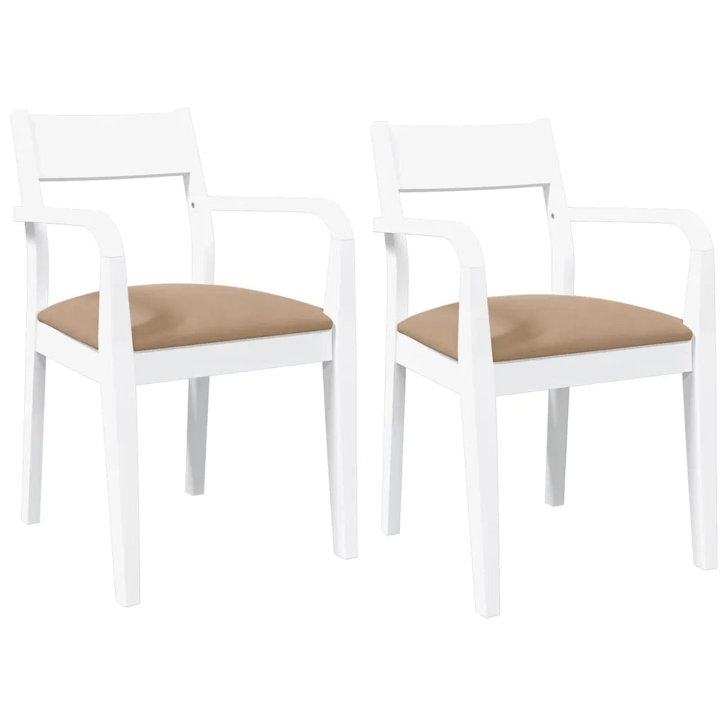 Sedie da Pranzo con Cuscini 2 pz | Sedie da cucina Bianco Legno Massello di Hevea