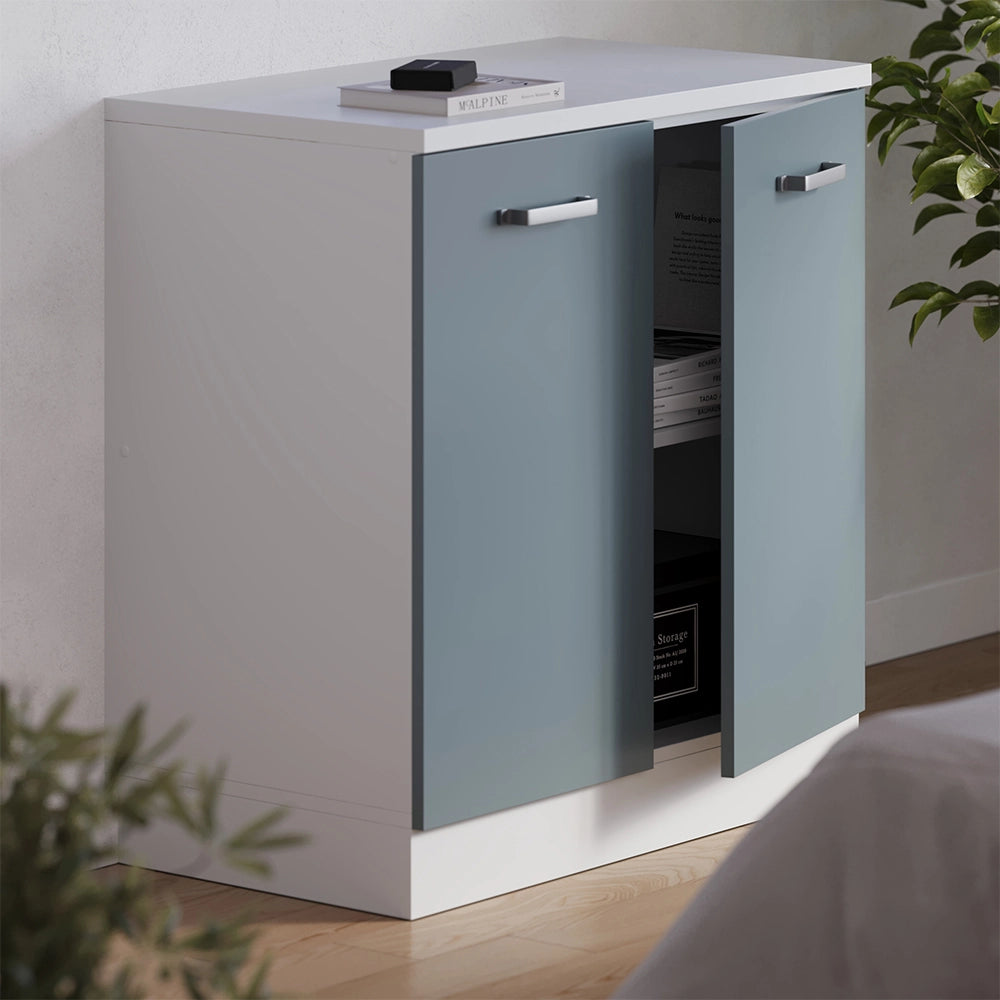Mobile per mansarda Rion Grigio-blu/Bianco 80 x 83.8 cm senza inclinazione con 2 ante Vicco