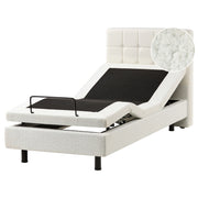 Letto matrimoniale Tessuto bouclè bianco sporco Elettrico Regolabile con Telecomando 90 x 200 cm telecomandato
