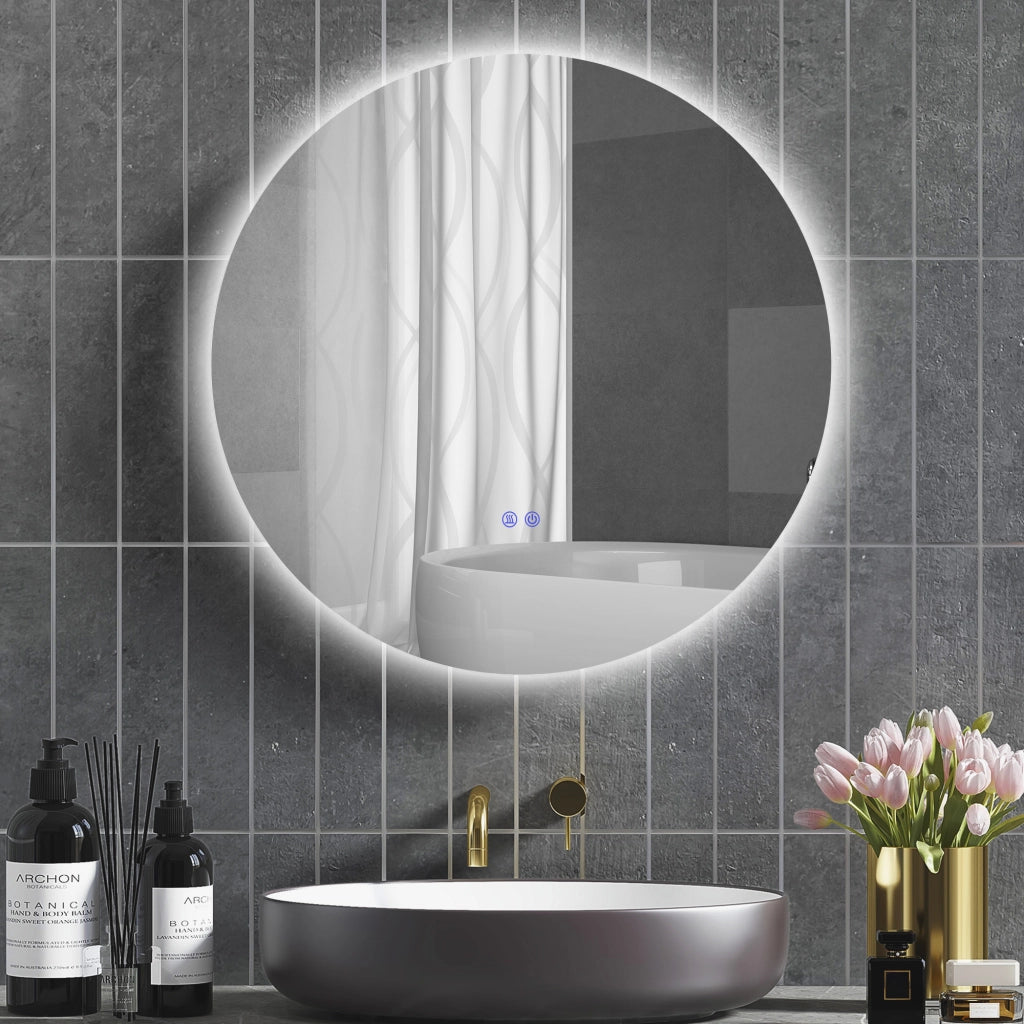 Specchio da Bagno LED Rotondo Antiappannante ¨C zephmum ¨C 80 cm Parete Bianco
