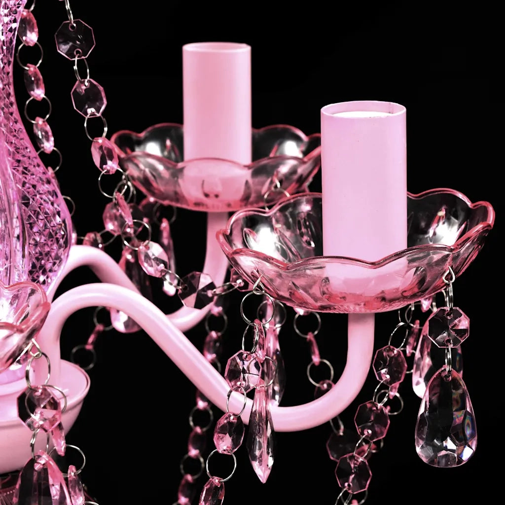 Lampadario in Cristallo 5 Lampadine Rosa CFW4532803