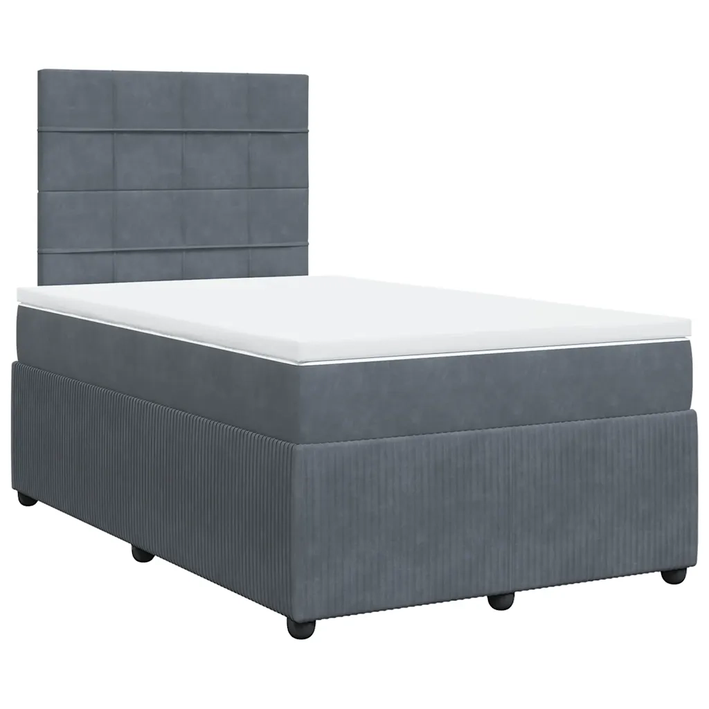 Giroletto a Molle con Materasso Grigio Scuro 120x190 cm Velluto