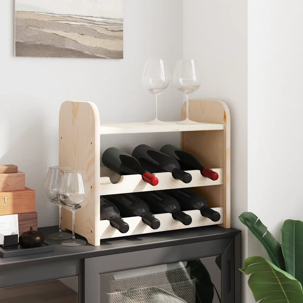 Portavini con Pannello Superiore 43x25x37cm Legno Massello Pino 4007556