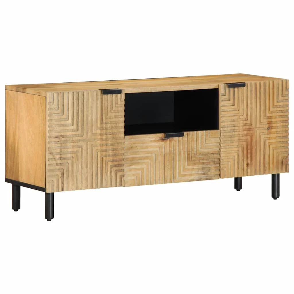 Mobile TV dal design moderno con ampio spazio di archiviazione 105 x 33 x 46 cm in legno di mango marrone 02_0057737