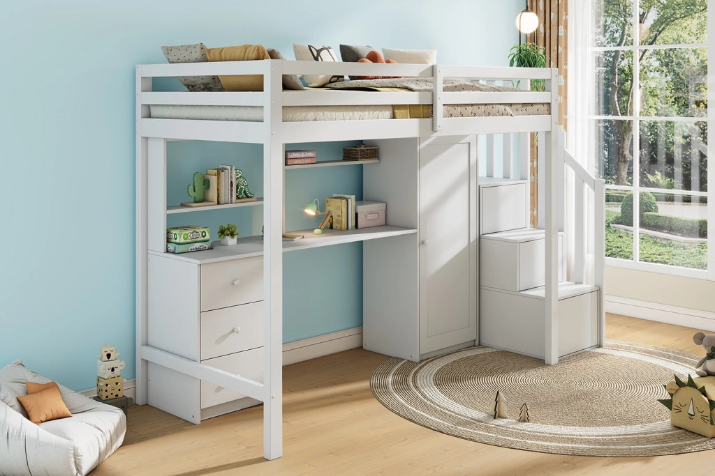 letto a castello in legno massiccio bianco 94 x 204 cm