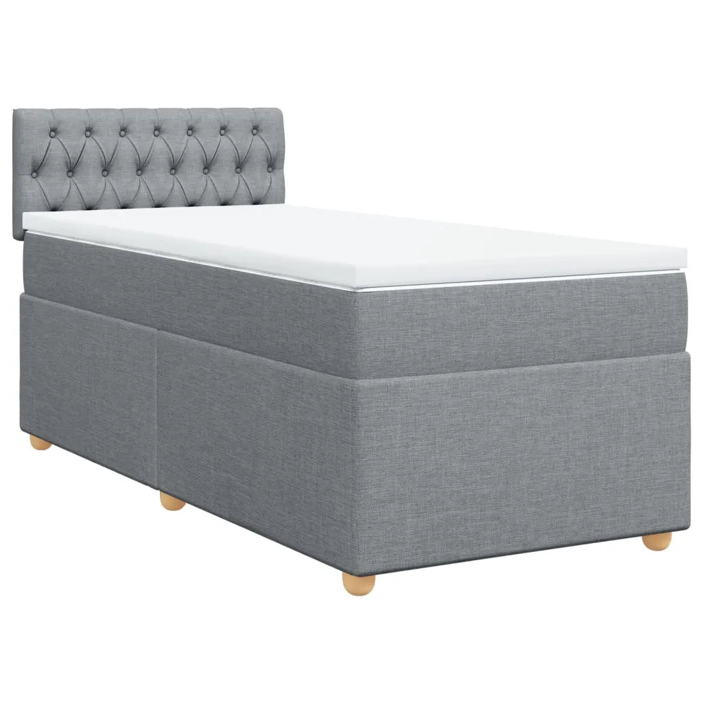 Giroletto a Molle con Materasso Grigio Chiaro 90x200 cm Tessuto