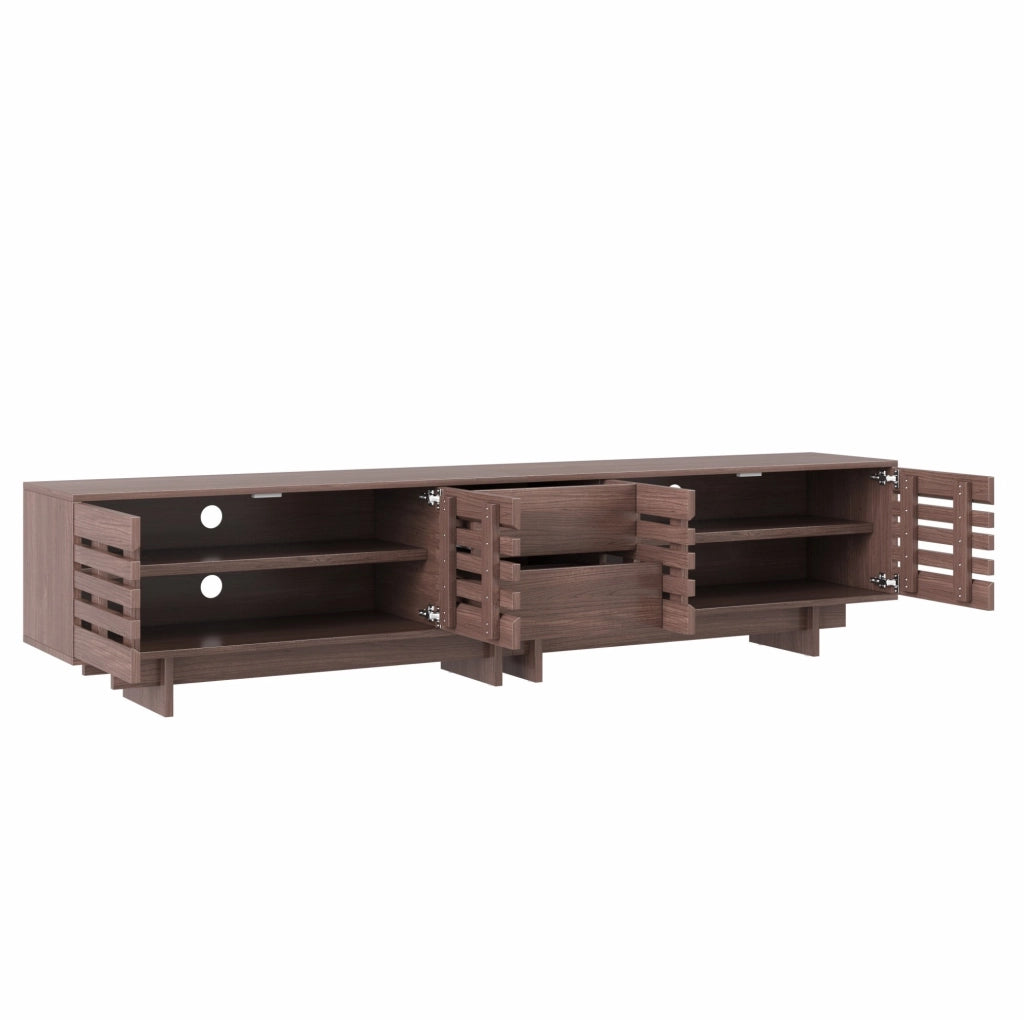 Mobile TV 200x39.5x55 cm per TV fino a 80 pollici con 2 cassetti; 4 ante; in MDF e truciolato naturale