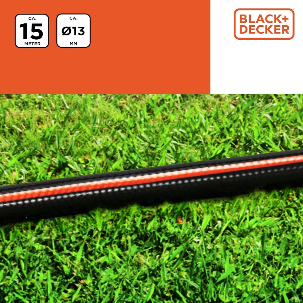BLACK+DECKER Tubo da Giardino 15M Diametro 13mm Irrigazione Resistente in PVC