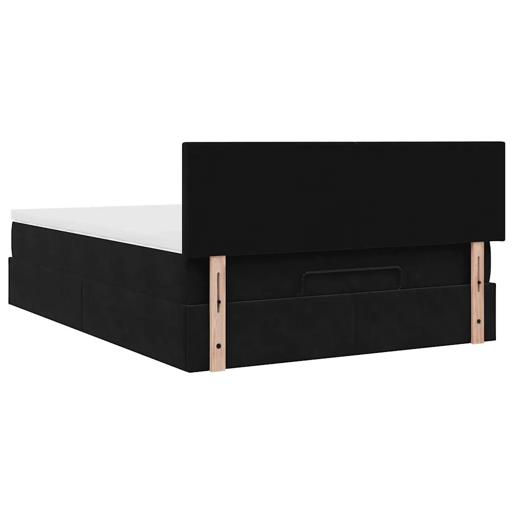 Struttura Letto Pouf con Materasso Nero 140x190 cm in Velluto 3312550