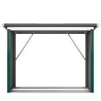 Casetta per Legna in Acciaio Zincato con Base Sollevata e Tetto Inclinato 213x66,5x150 cm Verde