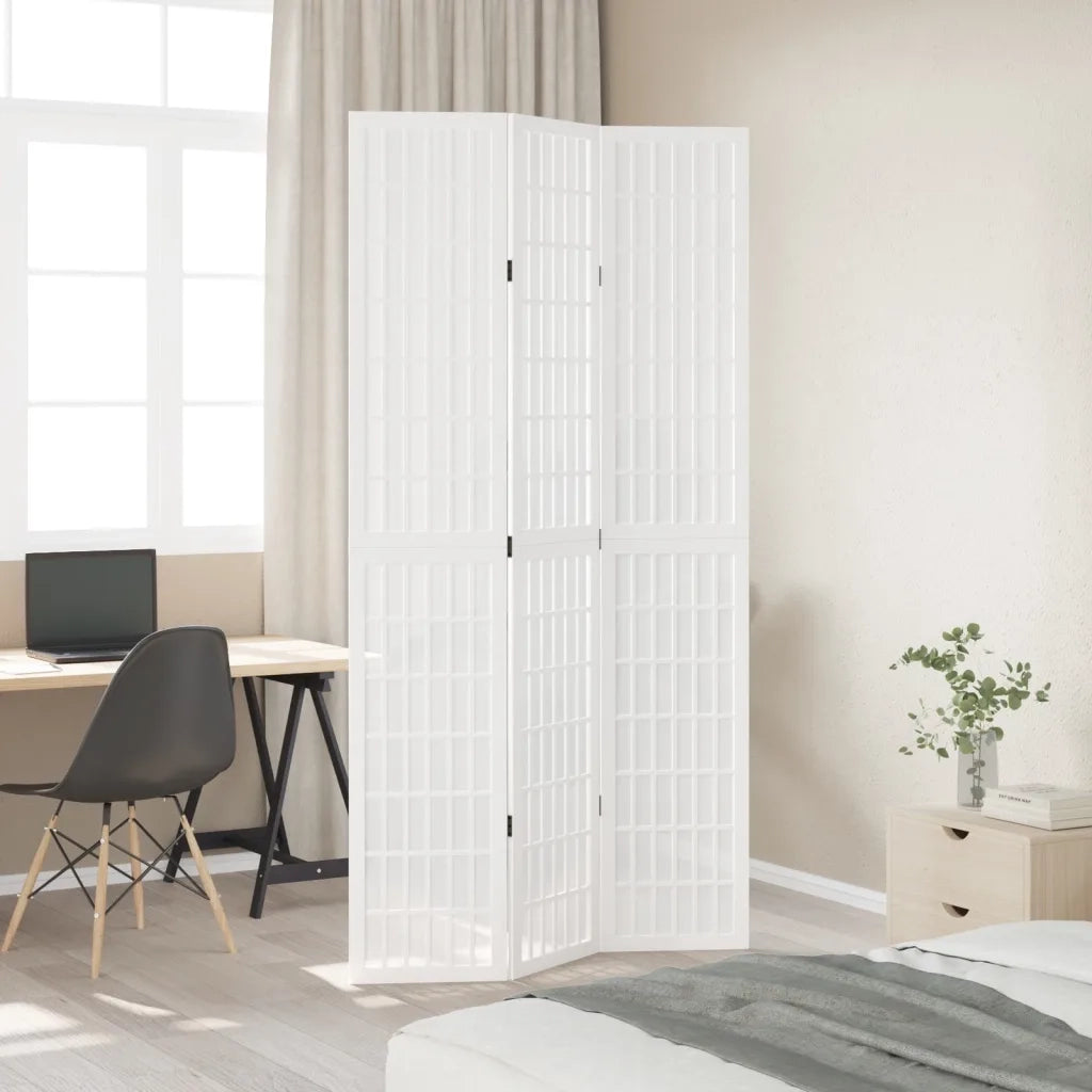 Divisorio Ambienti | Divider per stanze | Paravento 3Pannelli Bianco Legno Massello di Paulownia