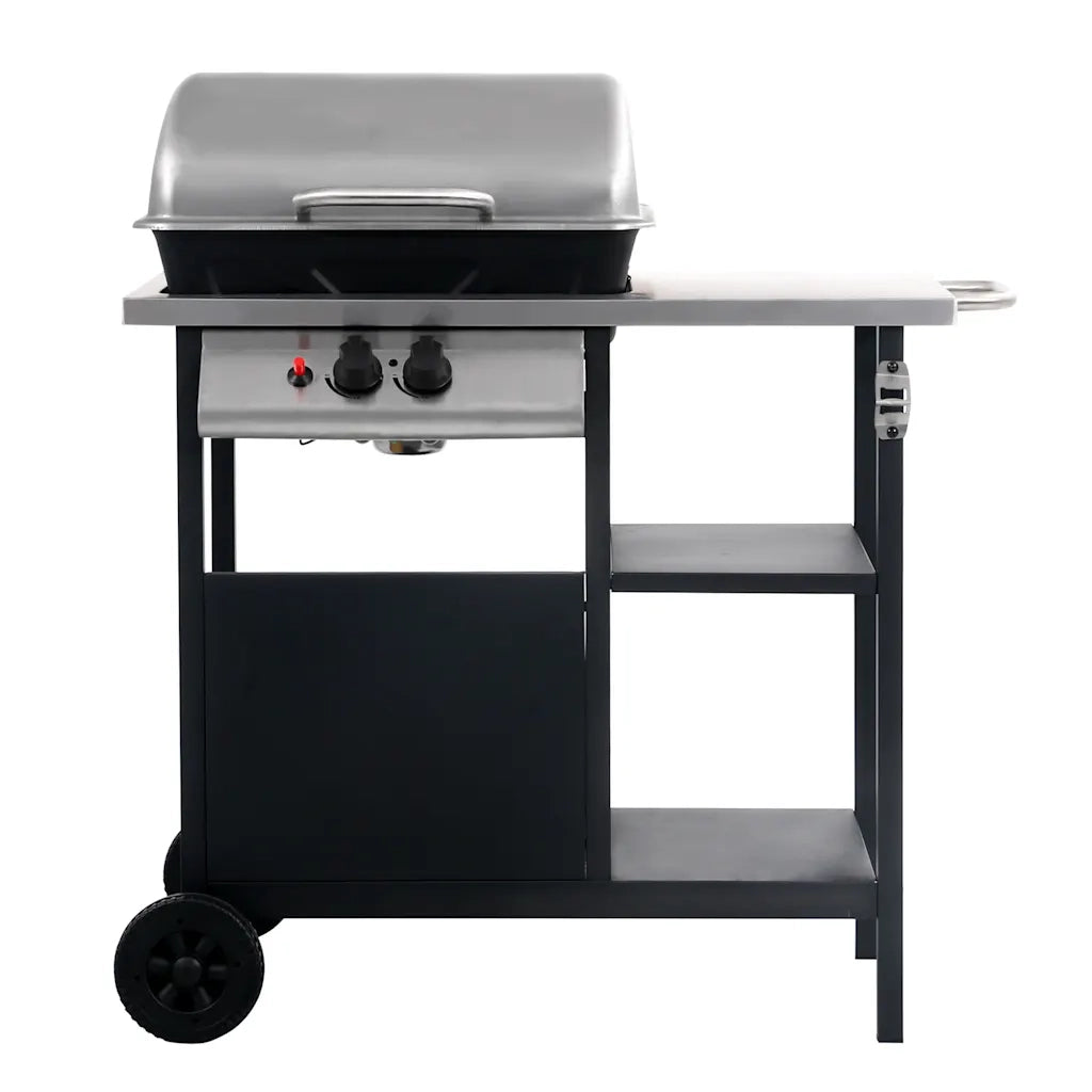 Barbecue e Griglia a Gas a 3 Ripiani Tavolinetto Nero e Argento CFW9574426
