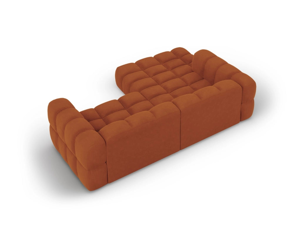 Cosmopolitan Design - Divano angolare modulare sinistro "Sky" 3 posti in velluto terracotta 