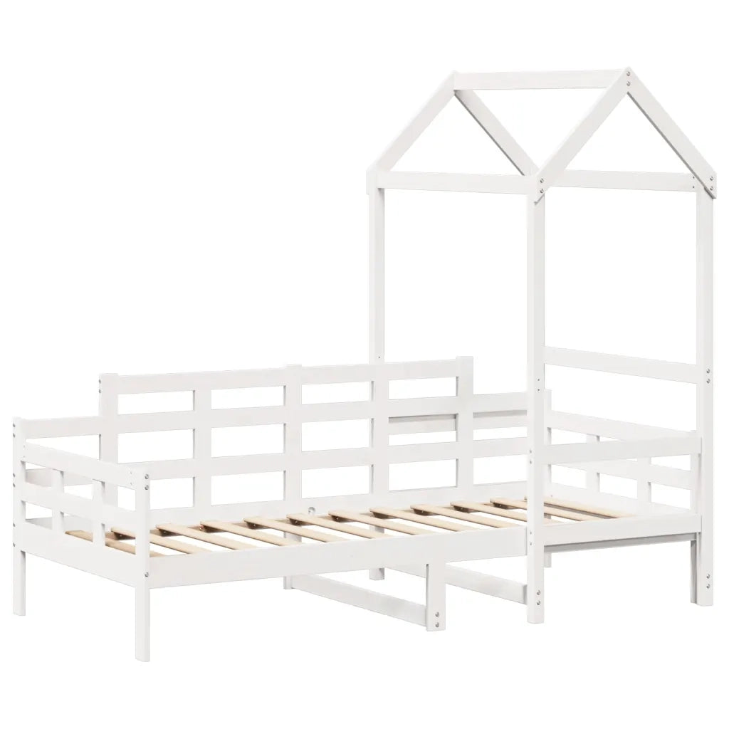 Letto singolo | Letto per adulti | Dormeuse con Tetto 80x200 cm Bianco in Legno Massello di Pino