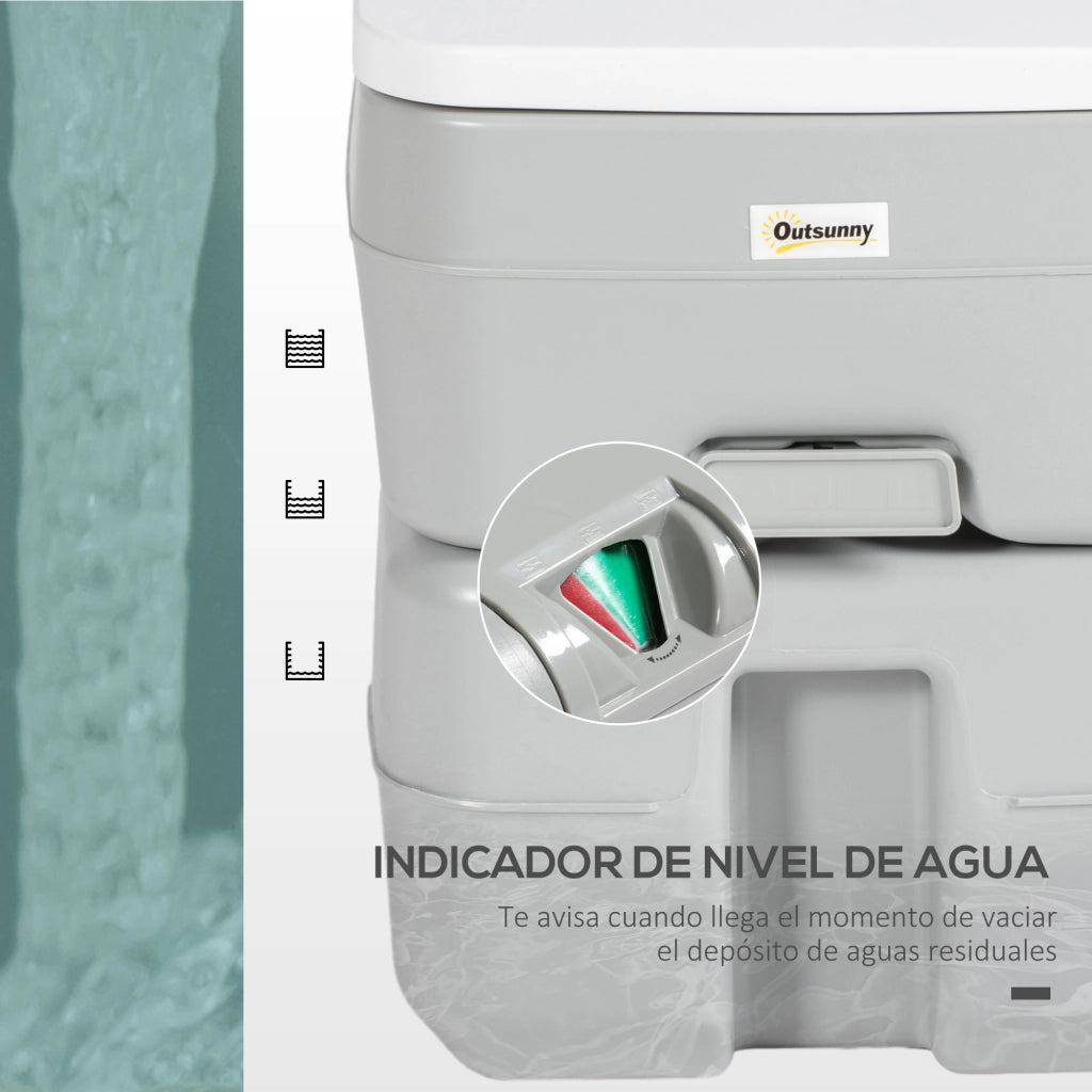 WC Portatile 20L con Indicatore di Livello ¨C zephmum ¨C Grigio 33x40x43 cm
