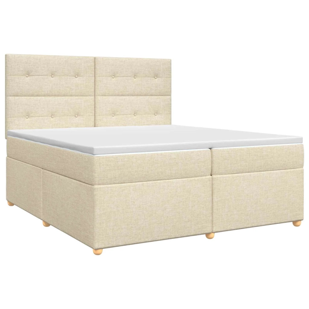 Letto box spring con materasso Crema 200 x 200 cm Tessuto 3453968