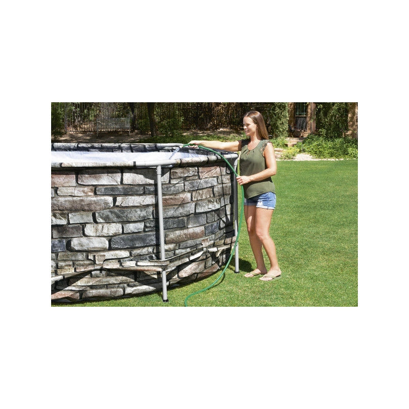 Piscina fuori terra ovale effetto pietra con idromassaggio e luce LED, 610x366x122 cm con pompa filtro scaletta e copertura - Bestway