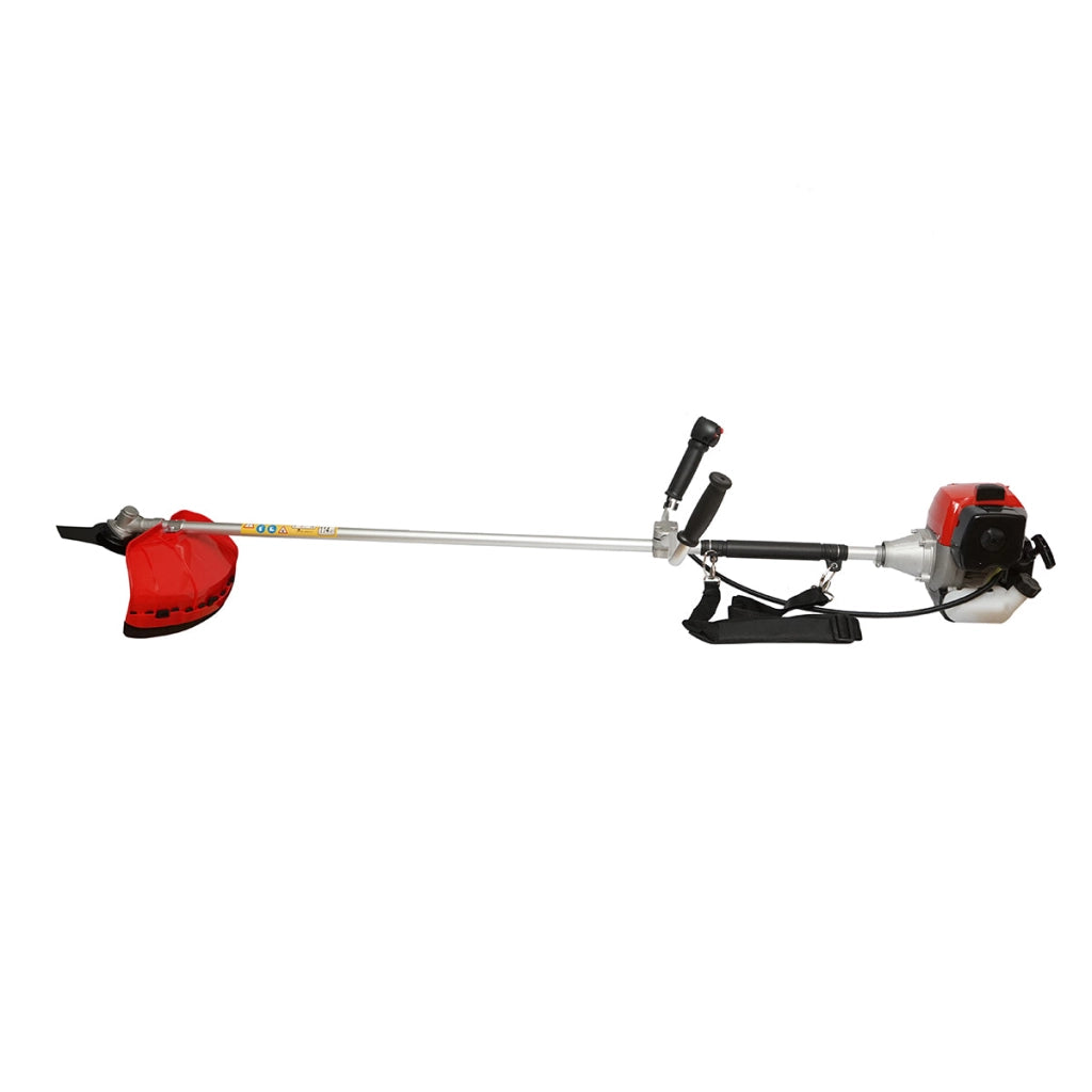 Decespugliatore a benzina 2,5 CV, 2T 52 cc, velocità 8000 giri/min, disco 3T, tamburo portafilo, kit accessori incluso