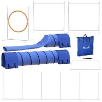 Set Agility Dog 7 Pezzi con Fischietto e Borsa da Trasporto, in Plastica e ABS, 89x69x99 cm, Bianco Arancione Blu