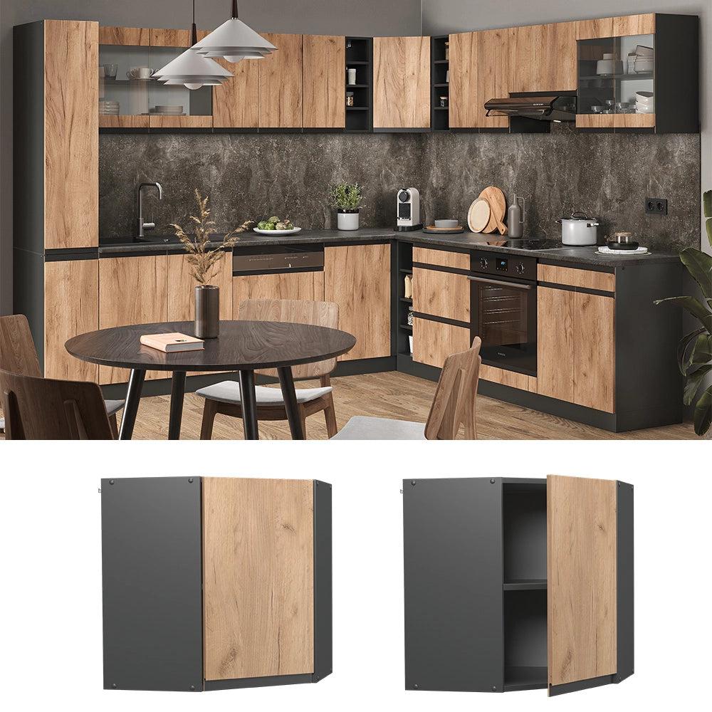 Vicco Mobile angolare da cucina Quercia dorata 57 cm Forma a J