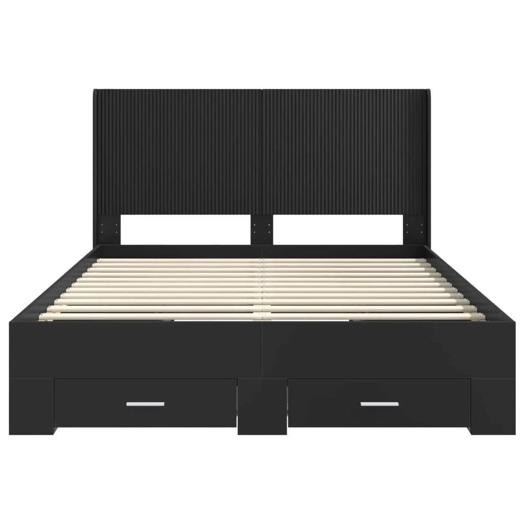 Struttura del letto con stoccaggio e testata Nero 135 x 190 cm 3414118