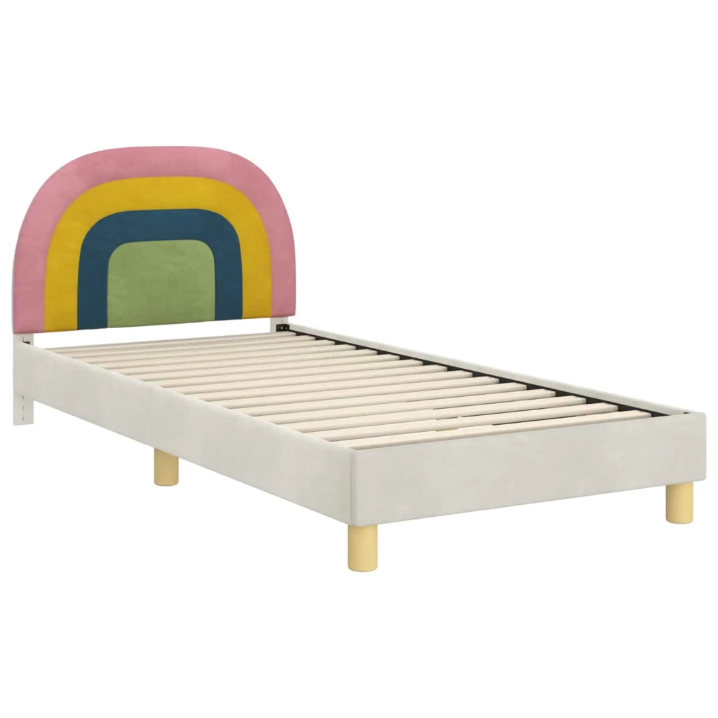 Struttura letto Bambini | Letto Infantile | Lettino con testata Crema 80 x 200 cm Velluto