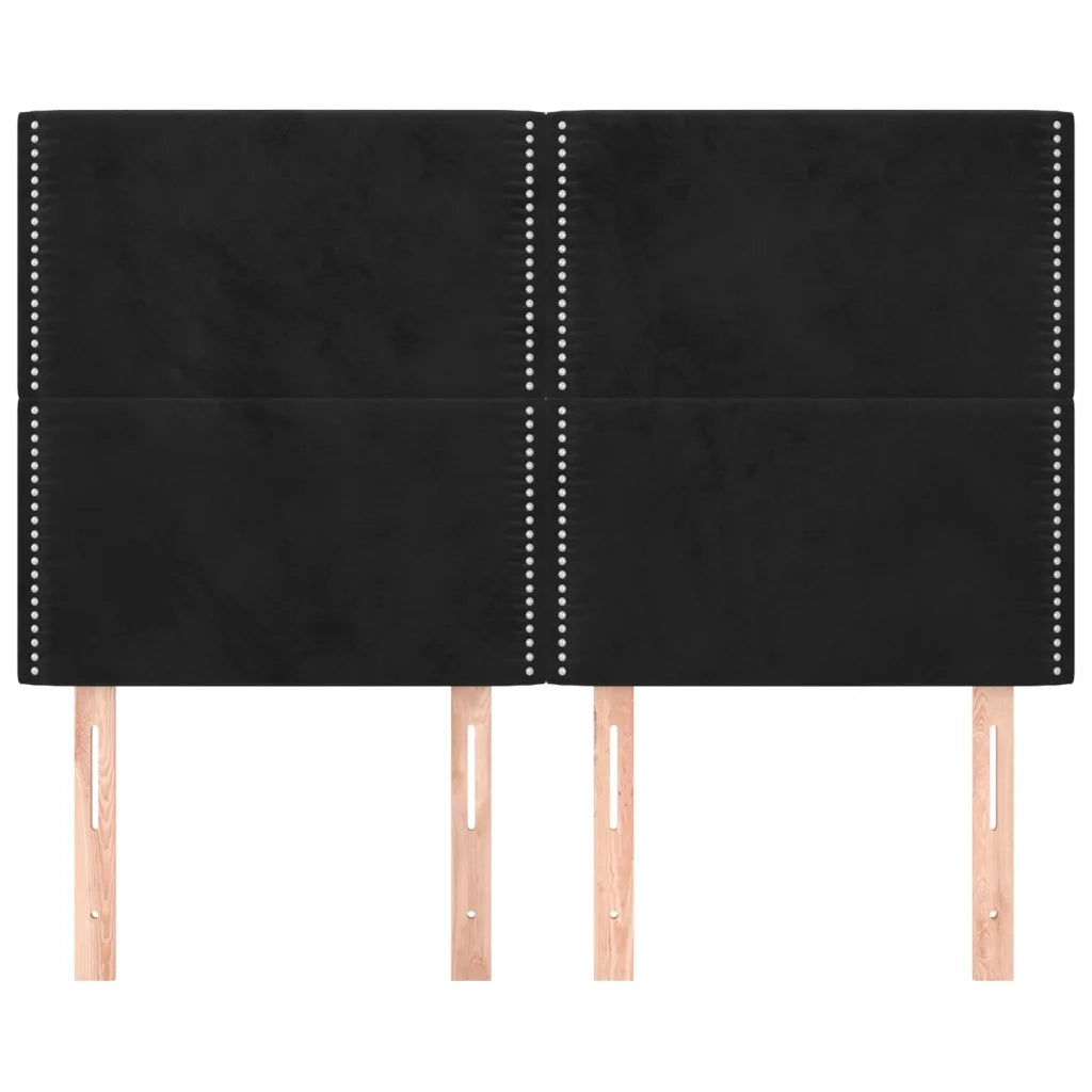 Testiera | Testata Nera 144x5x118/128 cm Velluto