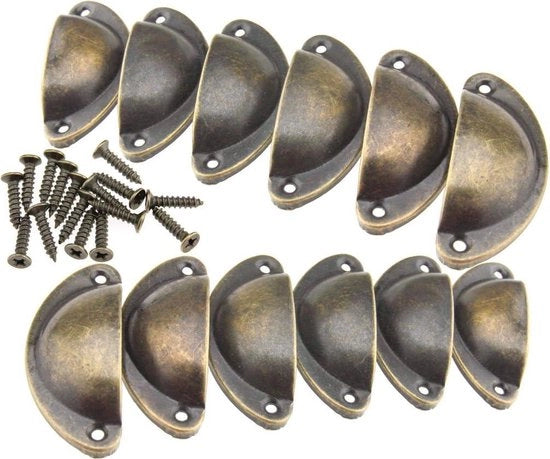 Set di 12 maniglie a forma di mezzaluna per lavatrice in bronzo - Retro stile per porta di armadietto della cucina