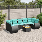 Set Divani da Giardino 8 pz con Cuscini Nero in Polyrattan 3224916