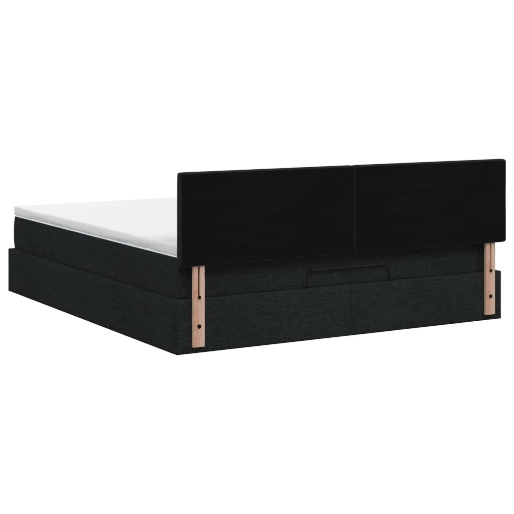 Letto Ottomano con Materasso e LED Nero 140 x 190 cm Tessuto 3456907