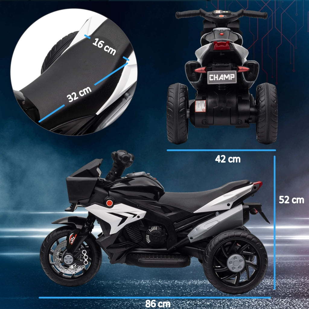 Moto Elettrica Bambini con Luci e Musica ¨C zephmum ¨C 3 km/h Nero
