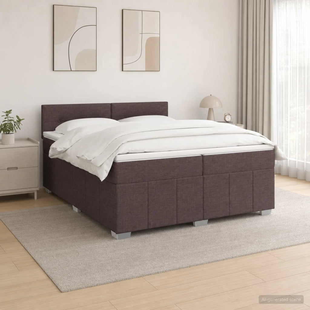 Letto box spring con materasso Marrone Scuro 200 x 200 cm 3452757