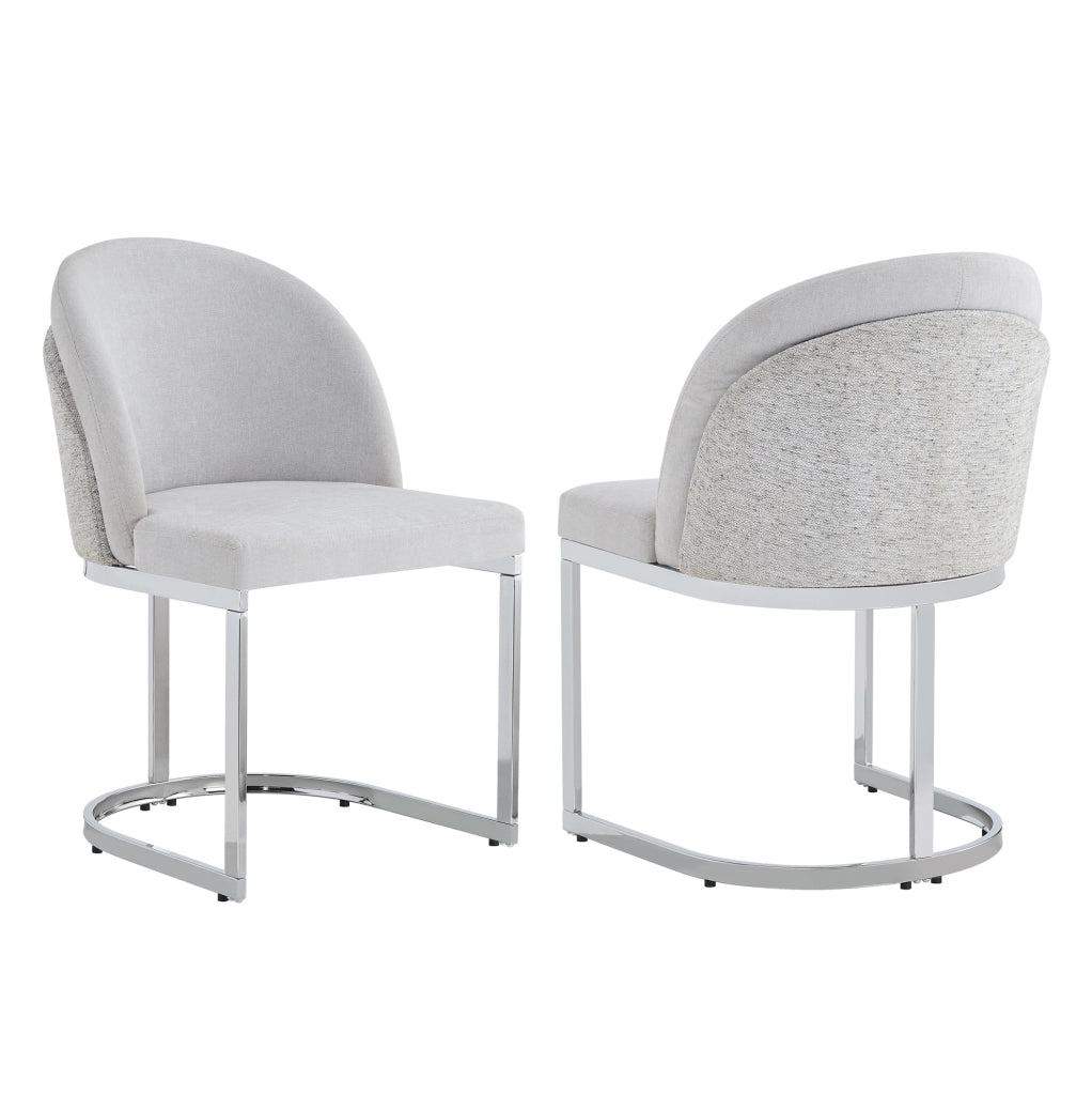 Set di 2 sedie da pranzo 65.99x56.01x56.01 cm con doppio schienale in chenille grigio e argento