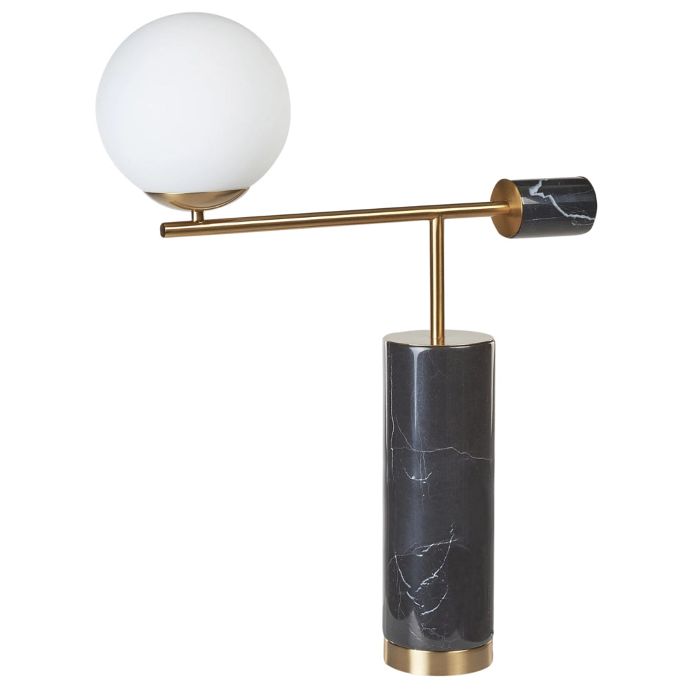 Lampada da tavolo con base in marmo nero e oro e paralume in vetro Soggiorno Camera da letto Moderna Contemporanea