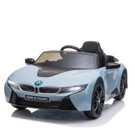 Macchina Elettrica per Bambini 3-8 anni Licenza BMW I8 Coupé con Telecomando e 2 Porte, 115x72.5x46 cm, Blu
