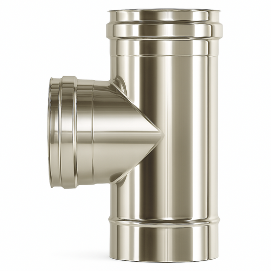 Raccordo t 90° doppia parete sp. 0,5 mm collegamento canale fumo canna fumaria *** misura Ø 150/200 mm, confezione 1