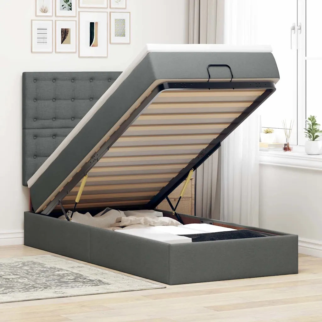 Struttura Letto Pouf con Materasso 100x200 cm in Tessuto 3313300