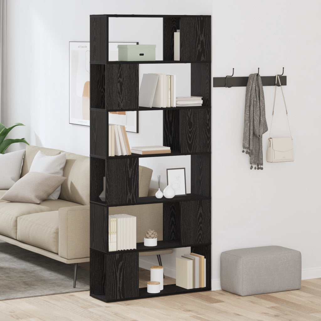 Scaffale  Nero Rovere 80x24x186 cm Legno ingegnerizzato