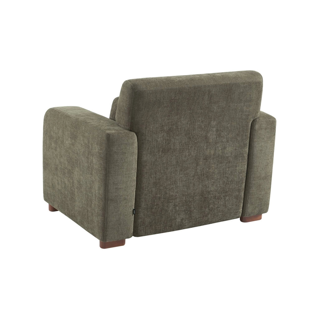 Poltrona in tessuto con gambe in legno di hevea, verde grigio