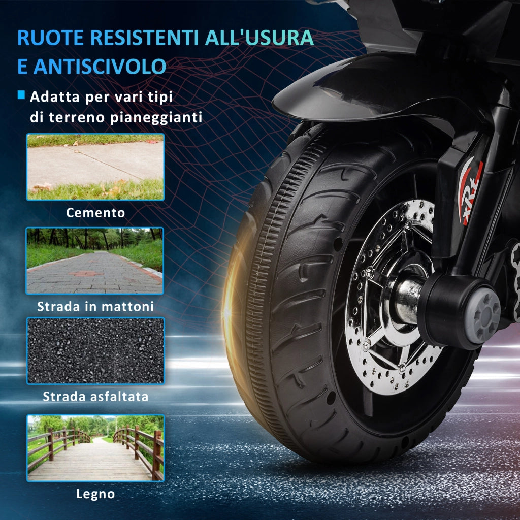 Moto Elettrica per Bambini 3-5 Anni 86x42x52 cm Batteria 6V Velocità 3km/h Blu