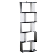 LIBRERIA DA MURO MODERNA 5 RIPIANI 60 X 24 X 184.5 CM IN LEGNO BIANCO E NERO