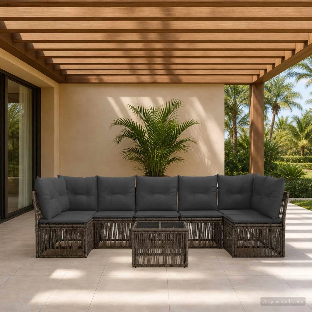 Set Divano da Giardino 8 pcs Grigio polyrattan 3434168