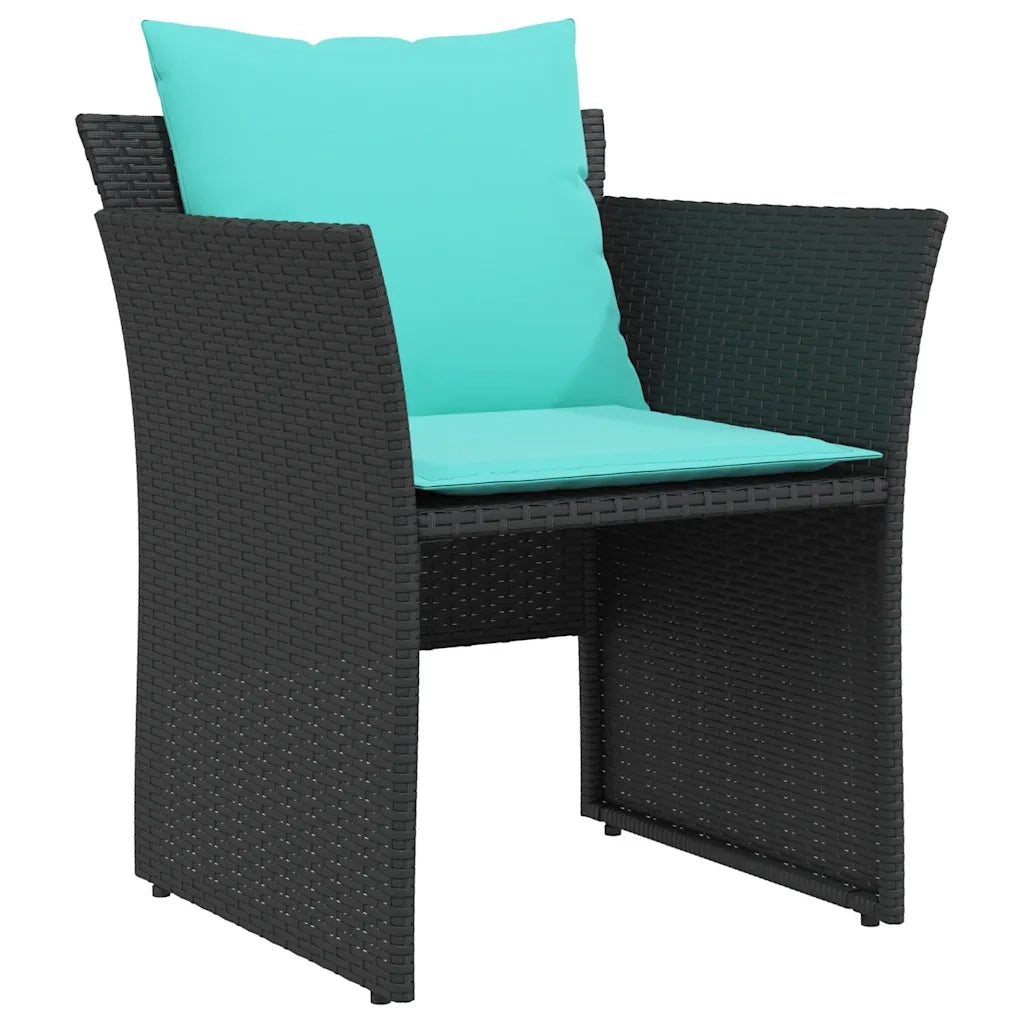 Poltrona da Giardino con Poggiapiedi in Polyrattan Nero