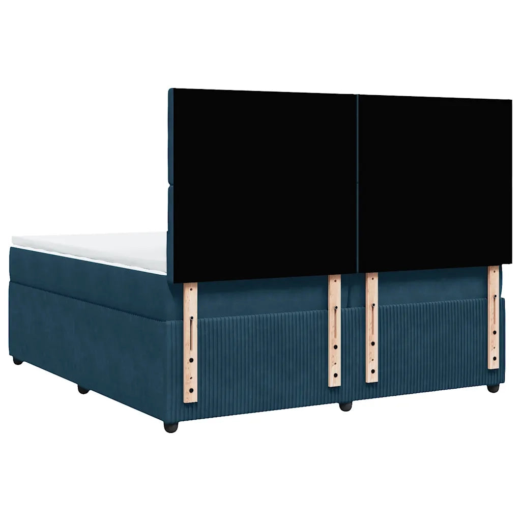 Giroletto a Molle con Materasso Blu Scuro 200x200 cm in Velluto