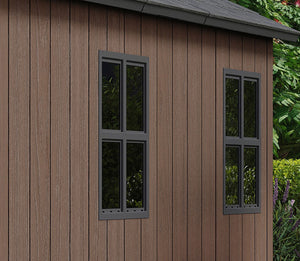 Casetta Box da Giardino 230x223,8x246 cm Newton Plus 757/775 Doppia Opzione Montaggio in Resina Evotech+ Marrone