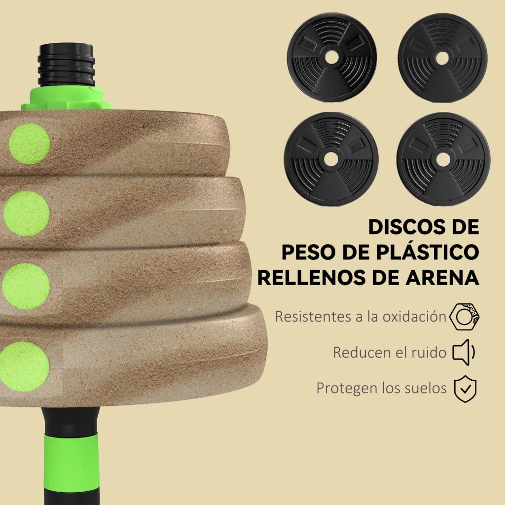 Set di manubri regolabili 30 kg 3 in 1 ¨C zephmum ¨C verde