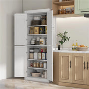 MOBILE CUCINA ALTO CON 6 RIPIANI REGOLABILI E 2 ANTE IN LEGNO, BIANCO 76X40.5X184 CM